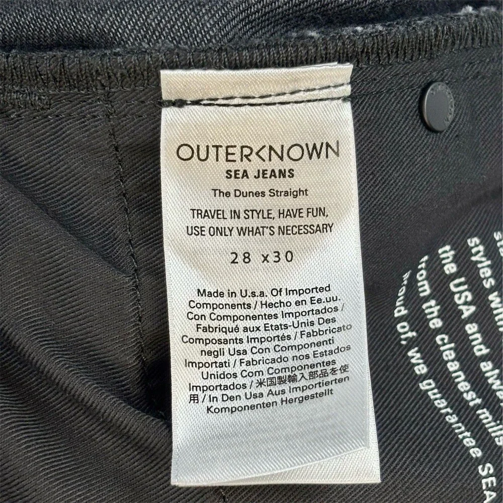 Outerknown SEA The Dunes Straight Pitch Black 5-Pocket Button Fly Jeans